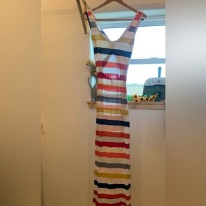 Point Striped Multicolor Maxi Dress